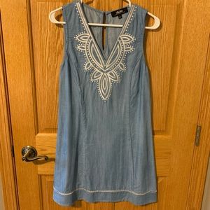 WORN ONCE - blue and white embroidered dress